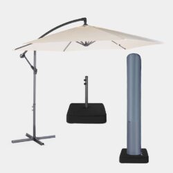 Ivory Cream 3m Cantilever Parasol, Base & Cover Set