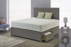 Jasmine Traditionally Sprung Mattress + Premium Divan Bed, Bednextday_Silver, No Storage, Single