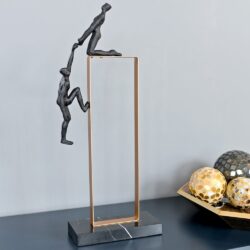 Lawton Resin Helping Hand Sculpture With Brass Frame In Black