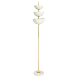 Lisbon Torchiere Floor Lamp - Brass & Ivory