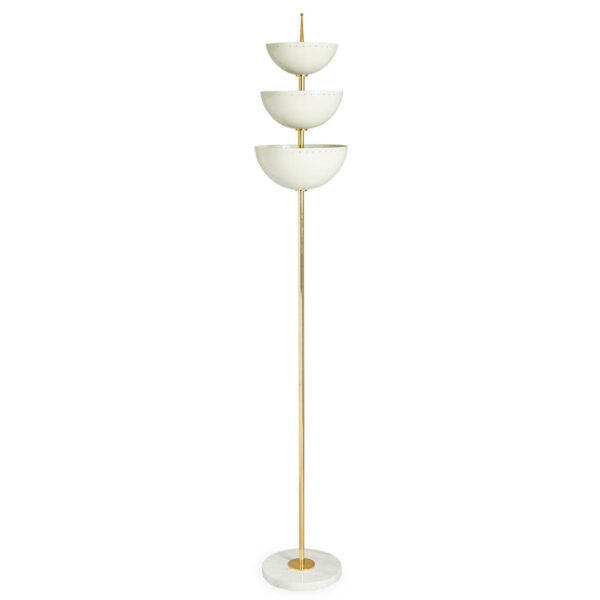 Lisbon Torchiere Floor Lamp - Brass & Ivory