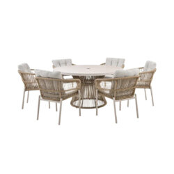 Maria Outdoor 6 Seater Dining Set - Light Acacia Wood