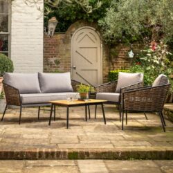 Marietta Outdoor Rattan Lounge Set With Coffee Table In Natural