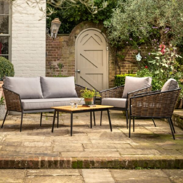 Marietta Outdoor Rattan Lounge Set With Coffee Table In Natural