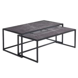 Marion High Gloss Nesting Coffee Tables In Grey Marble Effect