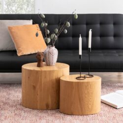 Marion Wooden Nesting Coffee Tables Oval In Oak