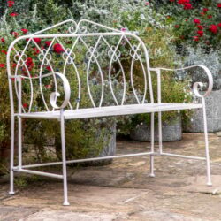 Marne Outdoor Metal Seating Bench In Vanilla
