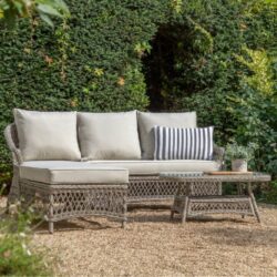 Maxton Outdoor Rattan Lounge Set With Coffee Table In Stone