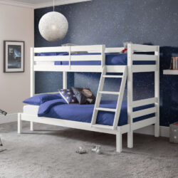 Merlin - Single/Small Double - Triple Sleeper Bunk Bed With Single Top and Small Double Bottom - Surf White - Wooden - 3ft/4ft - Happy Beds
