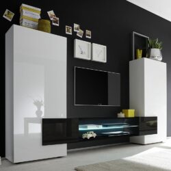 Nevaeh High Gloss Entertainment Unit In White And Black With LED