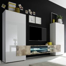 Nevaeh White High Gloss Entertainment Unit In Pero With LED