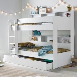 Olympia Wooden Bunk Bed With Storage Drawer In White