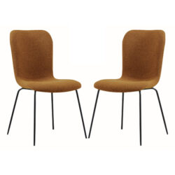 Ontario Tan Fabric Dining Chairs With Black Frame In Pair