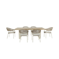 Osuna Outdoor 6 Seater Dining Set - Latte