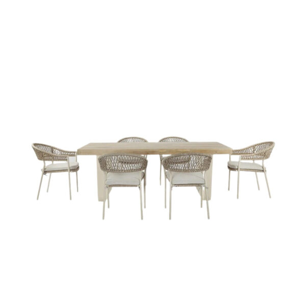Osuna Outdoor 6 Seater Dining Set - Latte