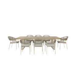 Osuna Outdoor 8 Seater Dining Set - Latte