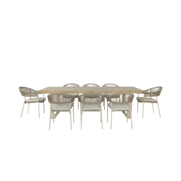 Osuna Outdoor 8 Seater Dining Set - Latte
