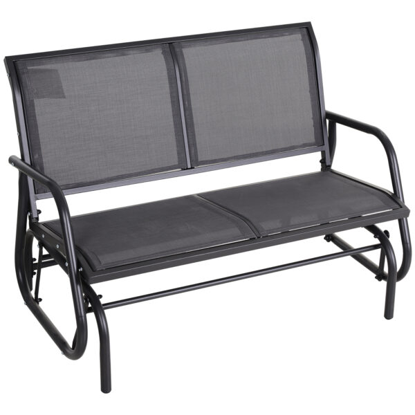 Outsunny 2-Person Outdoor Glider Bench Patio Double Swing Chair Loveseat w/Power Coated Steel Frame for Backyard Garden Porch, Grey Aosom UK