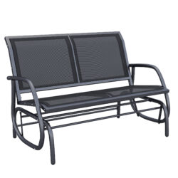 Outsunny 2-Person Outdoor Glider Bench Patio Double Swing Gliding Chair Loveseat w/Power Coated Steel Frame for Garden Porch, Black Aosom UK