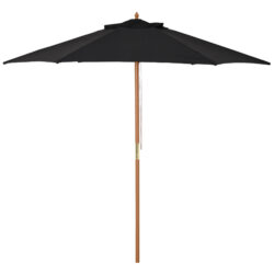 Outsunny 2.5m Garden Parasol: Wooden Outdoor Umbrella with Weather-Resistant Black Canopy Aosom UK