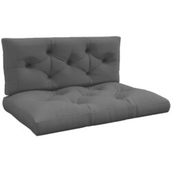 Outsunny 4-Piece Pallet Seat Cushions Back Pillows Replacement, Patio Chair Cushions Set for Indoor Outdoor, Charcoal Grey
