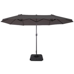 Outsunny 4.6m Garden Parasol Double-Sided Sun Umbrella Patio Market Shelter Canopy Shade with Umbrella Stand, Grey Aosom UK