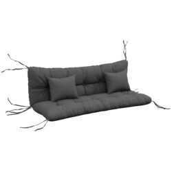 Outsunny Patio Chair Cushion Refresh: 4-Piece Set with Back & Seat Pads, 2 Pillows, Ties, Charcoal Grey Hue Aosom UK