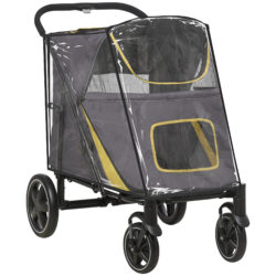 PawHut Foldable Pet Stroller with One-Click, Rain Cover, Front Wheels, Shock Absorber, Storage, Mesh for Cats & Dogs Aosom UK
