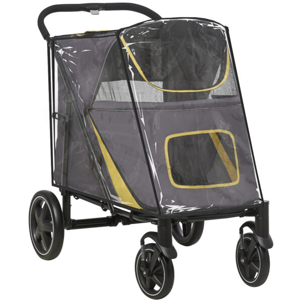 PawHut Foldable Pet Stroller with One-Click, Rain Cover, Front Wheels, Shock Absorber, Storage, Mesh for Cats & Dogs Aosom UK