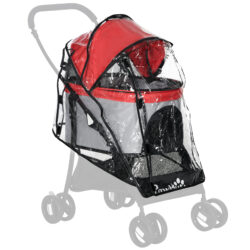 PawHut Rain Cover for Dog Pram, Protective Cover for Pet Stroller Buggy Pushchair, for Small Miniature Dogs Cats, Front Rear Entry Aosom UK