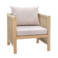 Peekskill Outdoor Wooden Armchair With Cushion In Natural