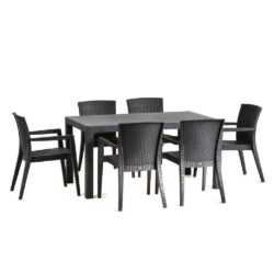 Piraeus Polypropylene Dining Table With 6 Chairs In Anthracite