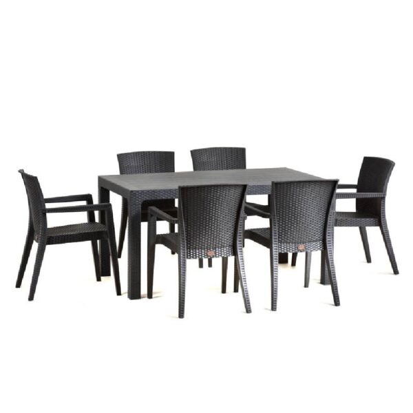 Piraeus Polypropylene Dining Table With 6 Chairs In Anthracite