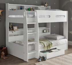 Polaris - Single - Storage Bunk Bed - White - Wooden - 3ft Single - Happy Beds