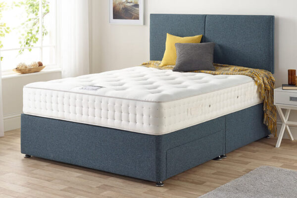 Relyon Guildford 1000 Mattress + Premium Divan Bed, Bednextday_Silver, No Storage, Single