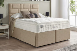 Relyon Natural Luxury Supreme 2150 Pillow Top Mattress + Premium Divan Bed, Bednextday_Silver, No Storage, Single