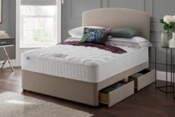 Rest Assured Minerva 2000 Pocket Silk Mattress + Premium Divan Bed, Bednextday_Silver, No Storage, Single