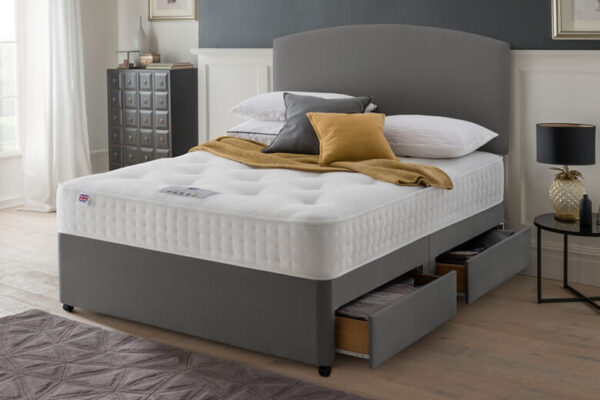 Rest Assured Venice Ortho 1400 Pocket Mattress + Premium Divan Bed, Bednextday_Silver, No Storage, Single