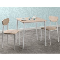 Rexford Wooden Dining Table With 2 Chairs In Light Oak And White