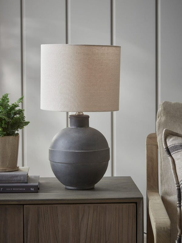 Round Black Ceramic Table Lamp