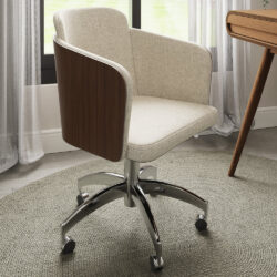 Sanford Fabric Home And Office Chair With Chrome Base In Walnut