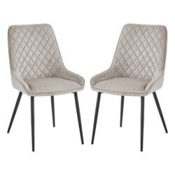 Sanford Mink Velvet Dining Chairs With Black Legs In Pair