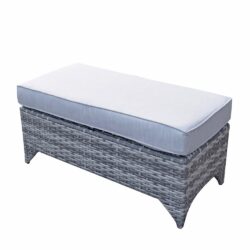 Savvy Rattan Outdoor Ottoman Bench With Cushion In Grey