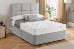 Silentnight Double Sided Miracoil Mattress + Premium Divan Bed, Bednextday_Silver, No Storage, Single