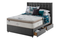 Silentnight Premier Geltex Pillow Top Mattress + Premium Divan Bed, Bednextday_Silver, No Storage, Single