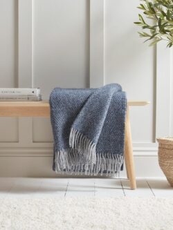 Soft Wool Large Throw - Blue & Grey