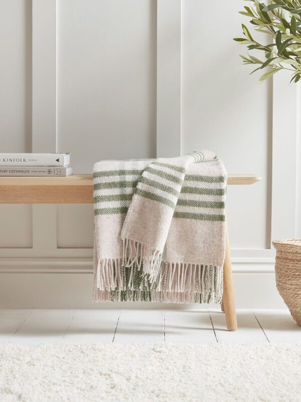 Soft Wool Large Throw - Olive Checked