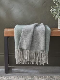 Soft Wool Reversible Throw - Sage & Grey