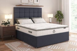 Spring King Deluxe Ortho 2000 Gel Hybrid Mattress + Premium Divan Bed, Bednextday_Silver, No Storage, Single