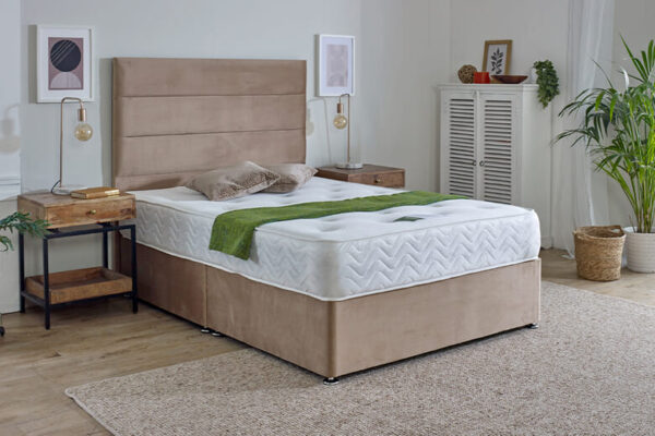 Spring King Memory Ortho Mattress + Premium Divan Bed, Bednextday_Silver, No Storage, Single